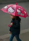 Pembe Renk Kedi Figürlü Kılıflı Çocuk Şemsiye