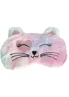 Pembe Renk Kedi Figürlü Peluş Uyku Bandı