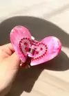 Pembe Renk Kelebek Figürlü Taş Detaylı Kemik Mandal Toka