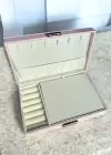 Pembe Renk Kilitli Deri Takı Organizeri