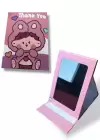 Pembe Renk Kız Figürlü Thank You Yazı Detaylı Masa Aynası