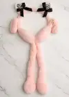 Pembe Renk Kurdele Figürlü Kulakları Oynayan Peluş Kulaklık