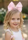 Pembe Renk Kurdele Figürlü Örgü Detaylı Çocuk Taç