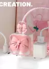 Pembe Renk Kurdele Figürlü Şarj Kablosu/ Adaptör Koruyucu Kılıf
