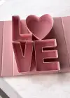 Pembe Renk Love Detaylı Doldurulabilir Hediye Kutusu