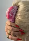 Pembe Renk Mermer Desenli Kemik Mandal Toka