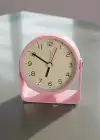 Pembe  Renk Mini Dekoratif Alarmlı Yuvarlak Masa Saati