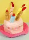 Pembe Renk Mum Figürlü Happy Birthday Yazılı Kedi Köpek Şapkası