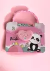 Pembe Renk Panda Figürlü Kilit Detaylı  Not Defteri