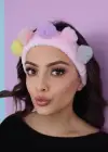 Pembe Renk Ponpon Detaylı Peluş Saç Bandı