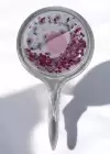 Pembe Renk Pul Detaylı Çiçek Figürlü El Aynası