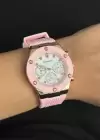 Pembe Renk Silikon Kordonlu Kadın Saat
