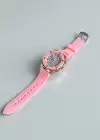 Pembe Renk Silikon Kordonlu Kadın Saat