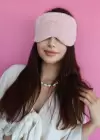 Pembe Renk Sim Detaylı Peluş Uyku Bandı