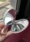 Pembe Renk Simli Deniz Kabuğu Figürlü Cep Aynası/ Anahtarlık