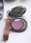 Pembe Renk Simli Deniz Yıldızı Figürlü Cep Aynası/ Anahtarlık