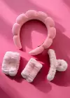 Pembe Renk Spa Taç/ Mandal Toka/ Su Emici Havlu Bileklik Set
