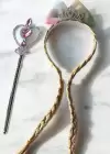 Pembe Renk Taç Asa Frozen Elsa Set