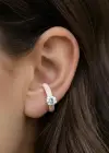 Pembe Renk Taş Detaylı 14K Altın Kaplama TX Ear Cuff (Tek)