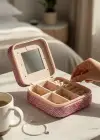 Pembe Renk Taş Detaylı Çantalı Takı Kutusu