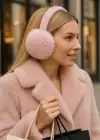 Pembe Renk Taş Detaylı Peluş Kulaklık