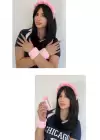 Pembe Renk Taş Detaylı Spa Taç/ Mandal Toka/ Su Emici Havlu Bileklik Set