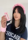Pembe Renk Taş Detaylı Spa Taç/ Mandal Toka/ Su Emici Havlu Bileklik Set