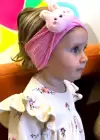 Pembe Renk Tavşan Figürlü Çocuk Saç Bandı Ve Çorap Set