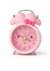 Pembe Renk Tavşan Figürlü Mini Dekoratif Işıklı Alarmlı Yuvarlak Masa Saati