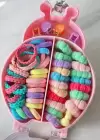 Pembe Renk Uğur Böceği Figürlü Çantalı Toka Set