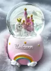 Pembe Renk Unicorn Detaylı Müzikli Ve Işıklı Kar Küresi