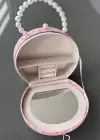 Pembe Renk Unicorn Figürlü İnci Detaylı Çanta Detaylı Takı Kutusu/Organizer