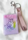 Pembe Renk Unicorn Figürlü Sim Detaylı Cep Aynası/Anahtarlık