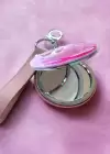 Pembe Renk Unicorn Figürlü Simli Cep Ayna/Anahtarlık