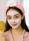 Pembe Ve Beyaz Renk Bulut Figürlü Peluş Saç Bandık