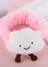 Pembe Ve Beyaz Renk Bulut Figürlü Peluş Saç Bandık