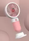 Pembe Ve Beyaz Renk Çilek Figürlü Taşınabilir Şarjlı Telefon Tutacaklı El Fanı