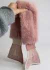 Pembe Ve Beyaz Renk Çocuk Peluş Atkı