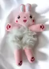 Pembe Ve Beyaz Renk Tavşan Figürlü Peluş Simit Toka