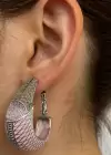 Pembe Ve Gümüş Renk 14K Altın Kaplama TX Küpe (Çift)
