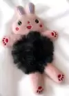 Pembe Ve Siyah Renk Tavşan Figürlü Peluş Simit Toka