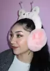 Pudra Renk Ayıcık Figürlü Peluş Kulaklık