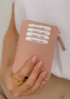 Pudra Renk Deri Kadın Cüzdan/ Kartlık