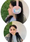 Pudra Renk Kalp Detaylı Peluş Kulaklık
