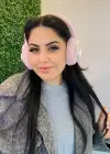 Pudra Renk Kalp Detaylı Peluş Kulaklık