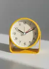 Sarı Renk Mini Dekoratif Alarmlı Yuvarlak Masa Saati