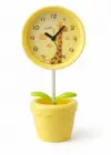 Sarı Renk Saksı Figürlü Alarmlı Masa Saati