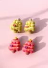 Sarı Ve Pembe Renk Cup Cake Figürlü Çocuk Sıkıştırmalı Küpe