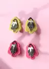 Sarı Ve Pembe Renk Cup Cake Figürlü Çocuk Sıkıştırmalı Küpe