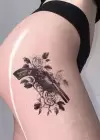 Silah ve Gül Geçici Dövme Tattoo